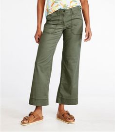 Women's Signature Cotton/TENCEL Utility Pants, Mid-Rise Wide-Leg Ankle-Length | Pants at L.L.Bean Versatile Cropped Wide Leg Pants With Pockets, Versatile Wide Leg Cropped Pants With Pockets, Spring Wide Leg Cropped Pants With Side Pockets, Versatile Spring Cargo Style Wide Leg Pants, Spring Versatile Wide Leg Cargo Pants, Spring Versatile Cargo Pants With Cropped Leg, Spring Versatile Cropped Leg Cargo Pants, Versatile Cropped Cargo Pants For Spring, Spring Versatile Cropped Cargo Pants