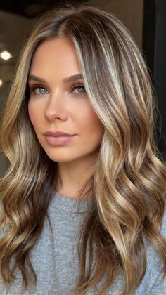 Brown Hair Colors with Blonde Highlights Haircut And Color Ideas, Voluminous Haircut, Light Brown With Blonde Highlights, Brown Hair Colors With Blonde, Hair Colors With Blonde, Blonde With Lowlights, January Hair Color Ideas, Brown Hair Color With Blonde Highlights