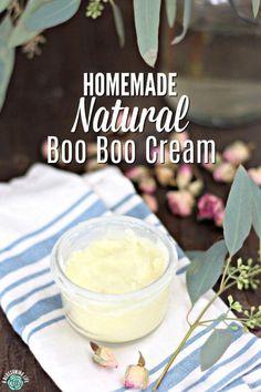 homemade natural boo boo cream in a small bowl