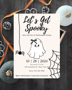 a halloween party flyer with a ghost on it