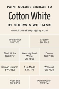 white paint colors similar to cotton white by sheryln williams, which is available in the