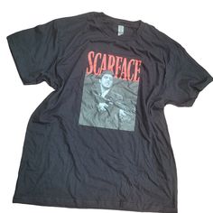 Retro Scarface Pacino T Shirt 2 Sided Say Good Night To The Bad Guy Details . Retro Remake Printed On A Gildan Color: Color Maker: ??? Materials: Poly /Cotton New Never Worn Condition Sizing Missing Tags But Measurements Similar To Large Measurements Taken Lying Flat In Inches. 27 In. Length [Collar Down] 22 In Pit To Pit Please Study Photos Carefully. Also Keep In Mind This Is A Used Vintage Piece & There Will Be Some Wear .Products Come As Pictured Lalo Salamanca Shirt, Study Photos, Bad Guy, Colorful Shirts, Black And Red, Tee Shirts, Mens Shirts, Man Shop, T Shirt