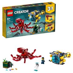 the lego creator set includes an octopus and other toys