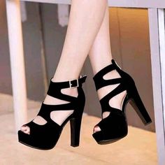 Women Shoes Black, Kasut Tumit Tinggi, Summer Shoe, Sandals Platform, Strappy Shoes, Ankle Strap Shoes, Super High Heels, Thick Heel