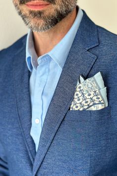 Inspired by Naples' 9th-century B.C. history, this silk pocket square showcases heritage and craftsmanship, adding flair and originality to your look. Large size: Approx. 16.5 x 16.5". This is the correct size to allow for many folding styles and it will not slide down into your pocket. 100% silk twill: A soft, silky fabric traditionally used in men's tailoring. Characterized by a diagonal weave which makes it very durable. We use 14 momme silk because it is supple enough to hold its shape no ma Classic Cotton Pocket Square For Formal Events, Classic Cotton Pocket Square For Formal Occasions, Classic Cotton Pocket Square For Formal Wear, Classic Cotton Pocket Square For Business, Cotton Pocket Square For Business, Classic Cotton Formal Handkerchiefs, Classic Blue Cotton Handkerchiefs, Classic Cotton Handkerchiefs For Formal Occasions, Silk Pocket Square