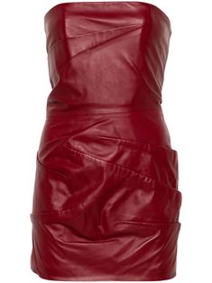 Find ATTICO Draped Leather Mini Dress on Editorialist. wine red lambskin smooth grain bustier-style neckline strapless draped detailing thigh-length straight hem rear zip fastening Attico Dress, Giorgia Tordini, Gilda Ambrosio, Skirt Shapewear, The Attico, Leather Mini Dress, Hair Fragrance, Strapless Mini Dress, Red Mini Dress