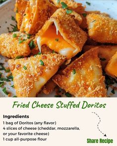 fried cheese stuffed doritos on a white plate