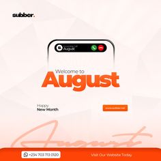 an orange and white website with the words welcome to august