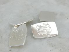 These highly polished sterling silver cufflinks are the very definition of sophistication. The simple shape is an elegant frame for the classic "MCM" monogram at the center. Metal: Sterling Silver Monogram: "MCM" Initials Measures: 19 x 13 mm, Rectangle Silver Monogram, Elegant Frame, Brick And Mortar, Silver Cufflinks, Simple Shapes, New Hampshire, Hampshire, Vintage Sterling Silver, Massachusetts