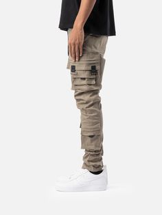 V2 Cargo Pants - Taupe | Blacktailor – BLACKTAILOR Fitted Combat Bottoms With Cargo Pockets, Urban Khaki Cargo Pants With Flap Pockets, Fitted Khaki Cargo Jeans, Fitted Urban Cargo Jeans With Cargo Pockets, Fitted Khaki Cargo Pants For Streetwear, Fitted Utility Parachute Pants For Streetwear, Fitted Urban Cargo Jeans, Sporty Cargo Pants With Multiple Pockets And Tapered Leg, Sporty Tapered Leg Cargo Pants With Multiple Pockets