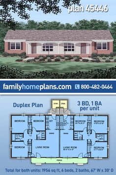 two story house plan with 3 beds and 2 baths