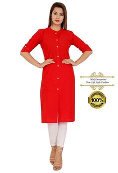 Indian Long Kurti- Kurta For Woman Plain Cotton Traditional Party & Casual Wear Woman Kurta- Tops- Tunic. Long Cotton Kurti, Plain Kurti, Cotton Wedding, Casual Wear Dress, A Line Kurta, Casual Wear Women, Cotton Kurti, Indian Culture