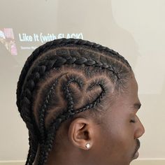 Men Braids Hairstyles Heart, Cornrows With Heart Men, Mens Heart Braids, Heart Cornrows Men, Heart Braids Men, Cornrows Black Men, Men Hairstyle Ideas, Braids Heart, Heart Braids