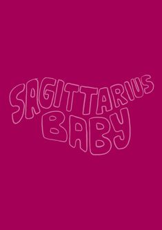 an image of the words sagittrins baby in white on a pink background