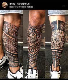 Best Sleeve Tattoos For Mens And Womens Mandala Puntillismo Tattoo, Mandala Leg Tattoo, Tattoo Pierna Hombre, Mandala Tattoo Leg, Calf Sleeve Tattoo