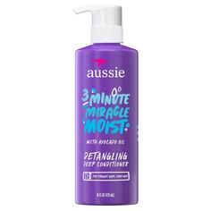 Welcome to hair hydration heaven! Aussie 3 Minute Miracle Moist Detangling Deep Conditioner quenches dry, knotted hair in just 3 minutes-and detangles fast with up to 90% less hair breakage.* This hardworking hydration miracle absorbs quickly and deeply to transform damaged, dry hair into silky, ready-to-style strands. It's the must-have step in your hair care routine that saves you time and sets you up for the style you want. Plus, it's certified PETA Cruelty-Free and made without parabens, sul Aussie 3 Minute Miracle Moist Deep Conditioner, Aussie Deep Conditioner, Aussie Miracle Moist, Aussie 3 Minute Miracle, Aussie Hair Products, Hair Hydration, Candy Christmas, Curly Hair Routine, Candy Christmas Decorations