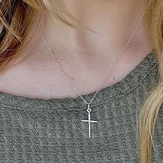 Simple, classic style, sterling silver cross on sterling silver chain, where everyday, layer with another amazing chain for the layered look. Our materials make for an amazing, quality piece of jewelry, made with sterling silver chain and a sterling silver cross. sterling silver chain 18 x 13 sterling silver cross Silver Cross Pendant Necklace For Everyday, Sterling Silver Cross Pendant Charm Necklace, Sterling Silver Crucifix Cross Necklace With Adjustable Chain, Personalized Sterling Silver Cross Pendant Necklace, Personalized Sterling Silver Pendant Cross Necklace, Everyday Silver Crucifix Jewelry, Silver Crucifix Jewelry For Everyday Wear, Spiritual Sterling Silver Hypoallergenic Necklace, Spiritual Hypoallergenic Sterling Silver Necklace