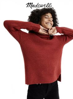 ❤️ Madewell Turtleneck Sweater in Coziest Yarn ❤️ Description: * Made of our signature Coziest Yarn, this chunky turtleneck     sweater is kitten-on-a-cloud soft.  * One you'll wear all season long—the unique ribbed patterns    keeps things interesting. * Slightly boxy, relaxed fit. * Supersoft. * Hand wash. * Condition: New with Tags * Color: Red Mercer * Size: Women's Small * Material: 50% Acrylic/ 27% Wool/ 21% Nylon/ 2% Elastane Measures Lying Flat: * Bust ( Pit to Pit ):  20" * Shoulder  to Burgundy Turtleneck, Chunky Turtleneck Sweater, Cream Turtleneck, Yarn Sweater, Ribbed Turtleneck Sweater, Madewell Sweater, Striped Turtleneck, Fancy Pants, Knitting Women Sweater