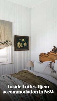 the inside of a bedroom with white walls