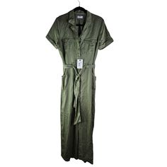 New Untuckit M Tilly Green Jumpsuit Casual Utility Minimalist Tencel Soft. Bust Is 19 In Acorss, Inseam Is 27 In Utility Jumpsuits And Rompers For Summer Workwear, Solid Color Utility Jumpsuits And Rompers For Summer, Fitted Utility Jumpsuits And Rompers With Belt, Fitted Belted Utility Jumpsuits And Rompers, Summer Utility Jumpsuits And Rompers, Green Utility Jumpsuits And Rompers For Spring, Spring Utility Jumpsuits And Rompers, Green Short Sleeve Jumpsuits And Rompers For Work, Casual Fitted Jumpsuits And Rompers For Daywear