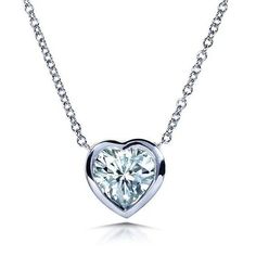 Gorgeous 2 Ct Heart Cut Diamond Pendant Bezel Setting White Gold 14K | HarryChadEnt.com Dainty Diamond Necklace, Bezel Necklace, Solitaire Necklace, Moissanite Necklace, Solitaire Necklaces, Solitaire Pendant, Necklace Online, Gold Pendant Necklace, Diamond Stone