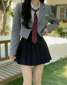 Korean Uniform School, Korean School Outfits, Korean School, Cute Dress Outfits, High School Uniform, Outfit Korean Style