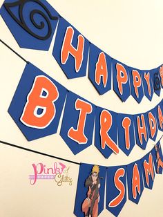 the birthday banner is hanging on the wall