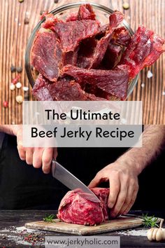 the ultimate beef jerk recipe with text overlay