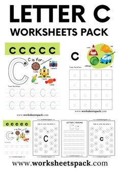 the letter c worksheets pack includes letters and numbers