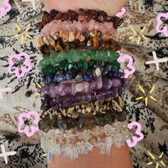 Explore the beauty and energy of our assorted crystal chips bracelets, each intuitively selected and made with genuine healing crystals. These one-of-a-kind bracelets feature a mix of crystals like amethyst, rose quartz, malachite, and more, each known for their unique metaphysical properties. Designed on a stretchy elastic band, they're easy to wear and perfect for everyday use. Each bracelet is intuitively selected, making every piece unique and slightly different from the photos, ensuring that no two bracelets are exactly the same. Whether you're seeking positive energy, balance, or simply love the look of crystals, these bracelets offer a personal connection to nature's magic. Limited stock available! - Genuine, intuitively selected assorted crystals - Stretchy elastic band for easy, c Energy Protection, Healing Gemstone Bracelets, Handmade Crystal Jewelry, Crystal Chips, Crystals Jewelry, Healing Crystal Jewelry, Quartz Rose, Crystal Bracelet, Gemstone Healing