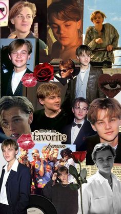 the collage shows many different people and their names on them, including one with a rose in his hair