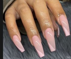 Milky Nails, Acrylic Coffin, Pink Nail