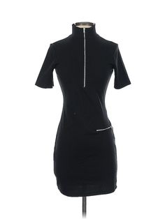 Trafaluc by Zara Casual Dress Size: Small Black Dresses - used. 4% Elastane, 36% Cotton, 60% Polyester, Mini, Mock, Short, Short Sleeve | Trafaluc by Zara Casual Dress: Black Dresses - Size Small Cheap Zara Long Sleeve Mini Dress, Zara Dresses With Button Closure, Zara Black Stretch Bodycon Dress, Zara Black Fitted Shirt Dress, Zara Black Mini Bodycon Dress, Zara Black Long Sleeve Bodycon Dress, Zara Short-sleeved Stretch Midi Dress, Small Black Dress, Black Dresses Casual