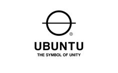 ubuntu the symbol of unty logo on a white background with black letters