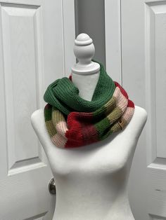 This infinity scarf is doubled layered for a very warm and cozy feel. approx 6inches wide by 52 inches length. Hand crank machine knit.  colors may vary based on computer screen. Green Acrylic Scarves For Winter, Casual Acrylic Yarn Scarf, Green Acrylic Yarn Scarves For Winter, Winter Knit Acrylic Scarves, Green Acrylic Yarn Scarf For Winter, Green Yarn Scarves For Winter, Winter Green Yarn Scarves, One Size Loop Scarves For Winter, One Size Loop Scarf For Winter