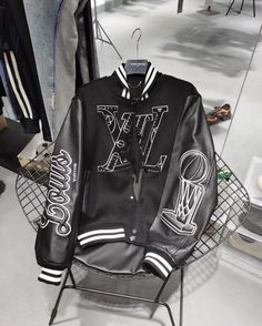 Lv Leather Jacket, Lv Varsity Jacket, Lv Jacket, Sweat Suits Women, Basketball Jacket, Dream Things, College Jackets, Hype Clothing, Drip Outfit Men