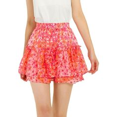 You're ready for a fab and stylish season with this ruffle mini skirt.Pair with your favorite tops and heels for a chic look.Flirt and flutter through your day in this fabulously feminine ruffled mini skirt.Nothing offers a charming appeal like the ruffle layers skirt.Complete your cute style in this floral ruffle mini skirt. Size: medium. Color: pink. Gender: female. Age Group: adult. Material: Polyester. Amazon Clothing Must Haves, Olivia Rodrigo Concert Outfit, Ruffle Skirt Pattern, Olivia Rodrigo Concert, Summer Mini Skirt, Mini Skirt Pink, Ruffle Skirts, Skirts Cute, Fancy Skirts