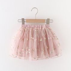 Girl Embroidered Flower Mesh Skirt - PrettyKid Cute Summer Party Skirt, Pink Non-stretch Skirt For Spring, Non-stretch Pink Skirt For Spring, Fitted Sweet Skirt For Summer, Sweet Fitted Skirt For Summer, Summer Tulle Pleated Skirt, Summer Princess Style Fitted Skirt, Spring Princess Tulle Skirt, Spring Princess Style Tulle Skirt