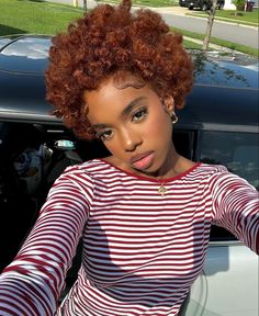 Big Chop Natural Hair, Natural Hair Short Cuts, Quick Natural Hair Styles, Ginger Hair Color, Dyed Hair Inspiration, Dyed Natural Hair, Natural Hair Styles Easy, Crazy Things