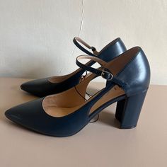 Unisa Women's Dress Shoe, 11m Brand New, Never Worn Cute Cutout Design Navy Blue W/ Silver Hardware On Buckle Pointed Toe Heel Height: 3.5" Size 11 Heels, Cutout Design, Dress Shoe, Pointed Toe Heels, Dress Shoes Womens, Silver Hardware, Blue And Silver, Shoes Women Heels, Heel Height