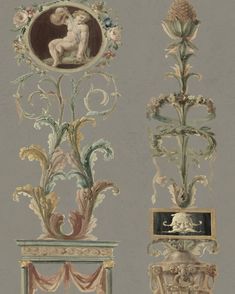 two vases with flowers and other decorative items