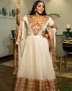 Majestic Diamond-Shaped Embroidered Habesha Dress Holiday Wedding Dress, Eritrean Dress, Habesha Dress, Ethiopian Traditional Dress, Ethiopian Dress, Habesha Kemis, Cultural Celebration, Holiday Wedding, Traditional Dress