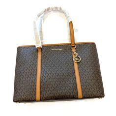 Large Michel Kors Bag New, Never Been Used, Still Has Tags And Packing To Protect Handles Until You Use It Michele Kors Bags, Rectangular Office Shoulder Bag With Logo, Rectangular Logo Shoulder Bag For Office, Michael Kors Bag, Large Bags, Louis Vuitton Damier, New Color, Handles, Bag Lady