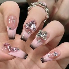 44607573131481 Galaxy Nail Designs, Wedding Guest Nails, Vintage Nail Art, Christmas Nails Ideas, Black French Tips, Christmas Nail Ideas, Nagel Tips, Nail Type, Fake Nails With Glue