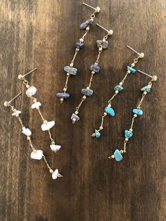 these cute and bold natural gemstone drop dangles are exactly the statement piece we've been looking for. bringing boho and a night on the town together. available in turquoise, lapis, or white. - 1 pair of natural gemstone drop dangle earrings. every piece of jewelry is handcrafted and/or assembled at bubs & sass. we pay a lot of attention to detail and want our customers to be happy! please reach out if we haven't accomplished this. all of our products are nickel and lead free. thank you f Cheap Faceted Dangle Jewelry, Cheap Natural Dangle Jewelry, Casual Jewelry With Dangling Beads, Cheap Gemstone Beads Drop Earrings, Cheap Casual Dangle Jewelry, Cheap Sweet Dangle Jewelry, Cheap Long Drop Jewelry With Dangling Beads, Beads Craft Jewelry, Summer Anklets