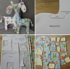 four different pictures showing how to make an origami horse and the instructions for it