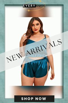 Cyan Silk-like Plus Size Pajama Set Casual Sets For Summer Nights, Casual Summer Night Sets, Blue Summer Home Sets, Blue Summer Night Sets, Set Plus Size, Plus Size Pajamas, Clothing Plus Size, Plus Size Clothing, Women's Style