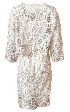 Made in France with an intricate lace fabric, this 3/4 sleeve dress from Chloe conveys a feminine impression. White Lace Open Back3/4 Sleeve DressFitted white LaceRound neckDrop shouldersMid sleevesKnee lengthOpen backBack zip fastening with hook-and-eye100% cottonSilk-blend liningDry clean only. Elegant Lace Dress With 3/4 Sleeves, Formal Lace Dress With 3/4 Sleeve, Lace Dress With 3/4 Sleeves And Lace Trim, Lace Dresses With Half Lace Sleeves, White 3/4 Sleeve Evening Dress, Elegant White Dress With 3/4 Sleeves, Spring Formal Lace Dress With 3/4 Sleeves, Spring Lace Dress With 3/4 Sleeves, Summer Lace Dress With 3/4 Sleeves