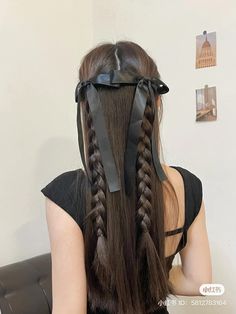 Ribbon Hairstyle, Concert Outfits, Work Hairstyles, Hair Up Styles, Crochet Bracelet, Sleek Hairstyles