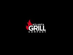 the atlanta grill company logo is shown on a black background with red and white flames